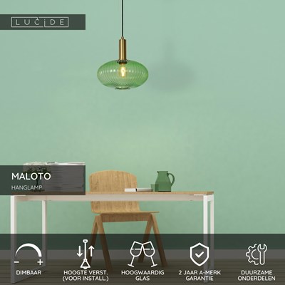 Lucide MALOTO - Hanglamp - Ø 30 cm - 1xE27 - Groen
